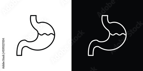 Stomach with Liquids icon in simple linear style.