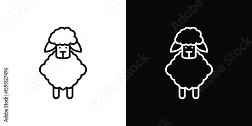 Sheep icon in simple linear style.