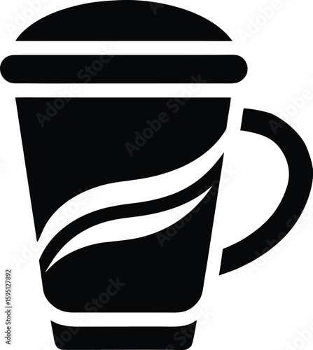 Coffee cup  silhouette, coffee cup icon,  hot drink graphic, simple caffeine symbol, black white illustration