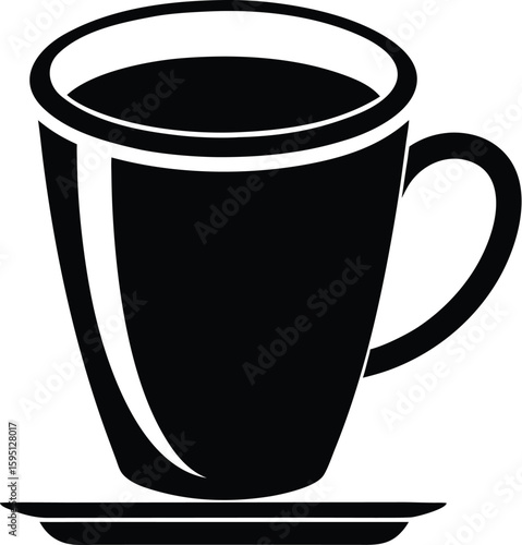 Coffee cup  silhouette, coffee cup icon,  hot drink graphic, simple caffeine symbol, black white illustration