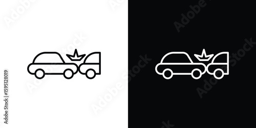 Rear end collision icon in simple linear style.
