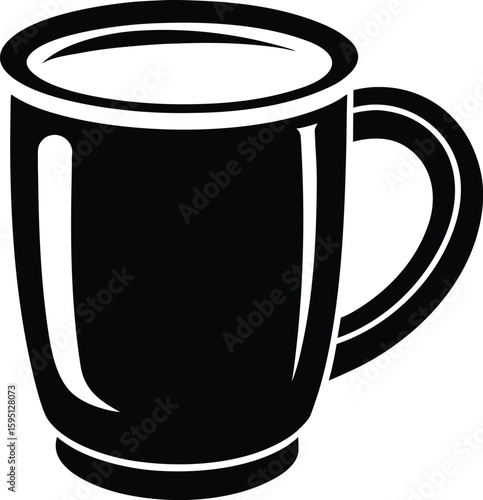 Coffee cup  silhouette, coffee cup icon,  hot drink graphic, simple caffeine symbol, black white illustration
