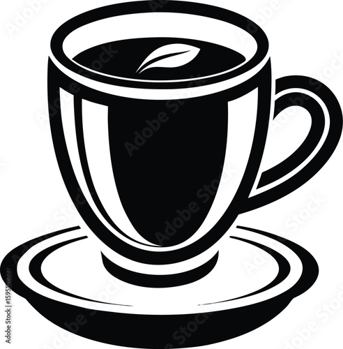Coffee cup  silhouette, coffee cup icon,  hot drink graphic, simple caffeine symbol, black white illustration