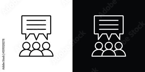 Public opinion icon in simple linear style.