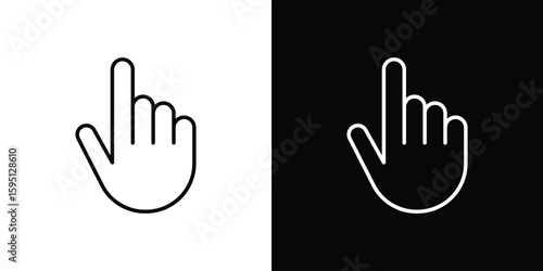 Pointing hand icon in simple linear style.
