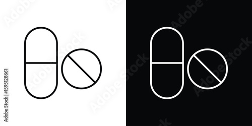 Pills icon in simple linear style.