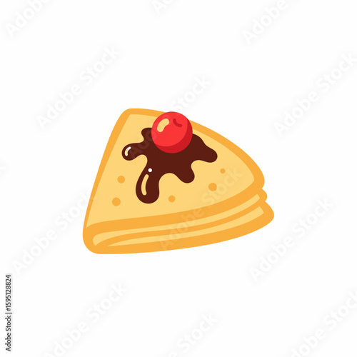 Delicious Stacked Crepe with Chocolate Sauce and Cherry