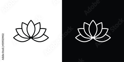 Lotus flower icon in simple linear style.