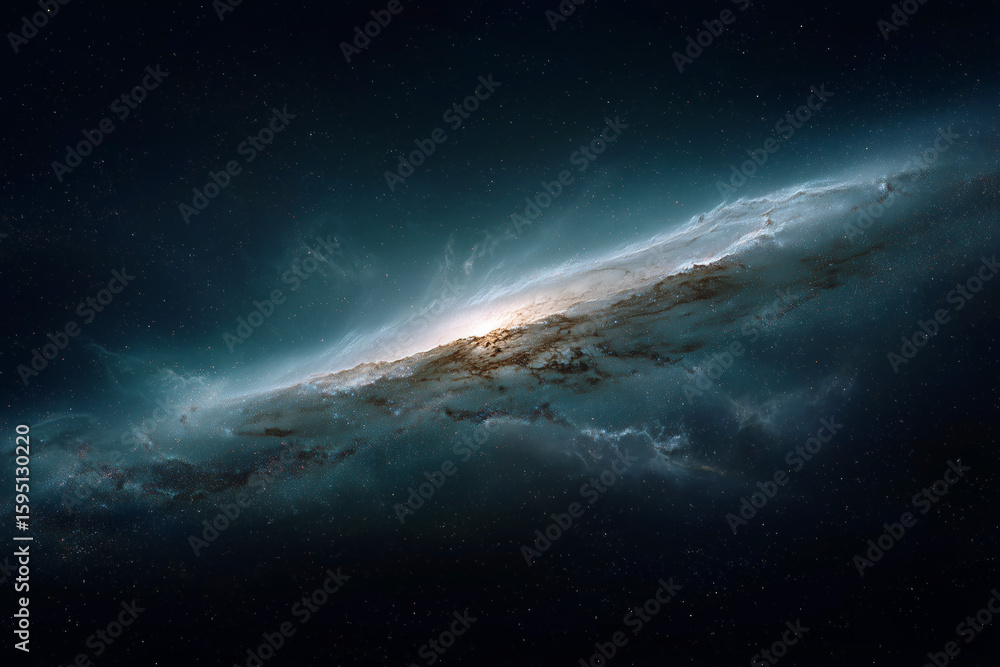 Fototapeta premium A mesmerizing view of a luminous galaxy, displaying celestial beauty in the night sky. The vibrant stars create a dazzling display of cosmic wonder