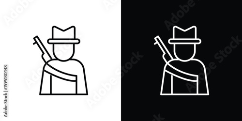 Hunter icon in simple linear style.