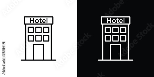 hotel icon elements. A modern flat and line icons set