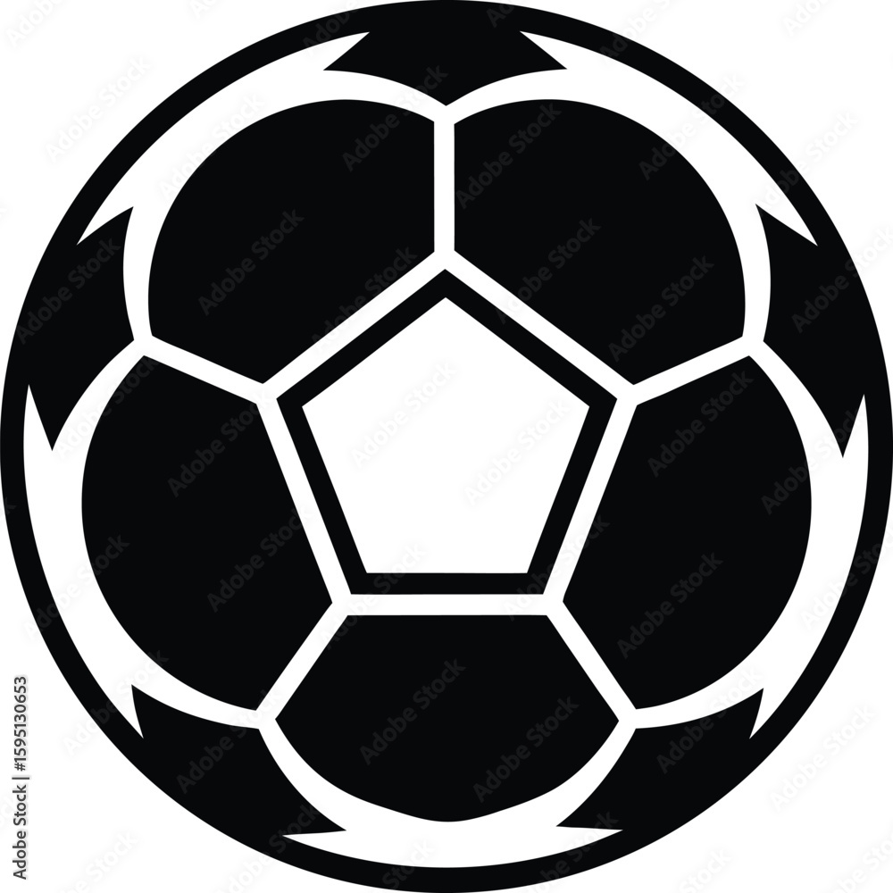 Obraz premium soccer ball icon, sports illustration, recreation symbol, simple black and white vector, athletic design