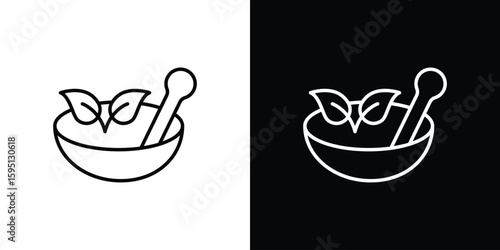Herbal medicine icon in simple linear style.