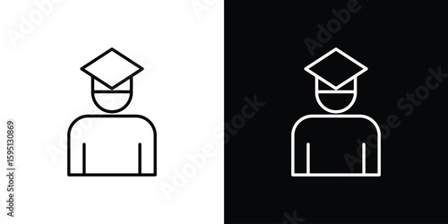 Graduated icon in simple linear style.
