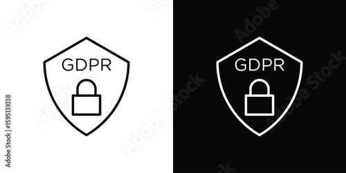 GDPR shield icon in simple linear style.