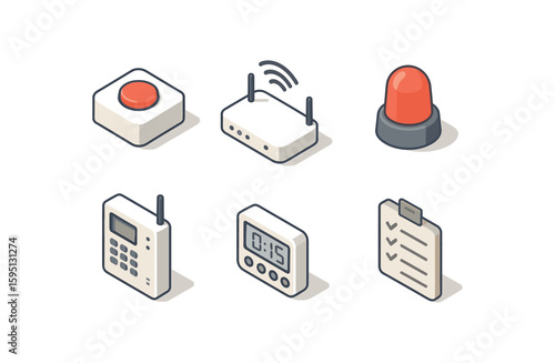 icon panic button, wireless hub, strobe light, GSM communicator, entry delay timer, event log memory, , , , , isolated