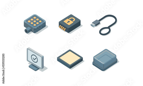 icon pressure sensor , encryption module, tether cable, verification software, backlight panel, protective cover , , , , isolated