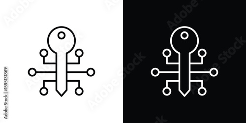 Digital key icon in simple linear style.