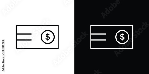 Cheque icon in simple linear style.