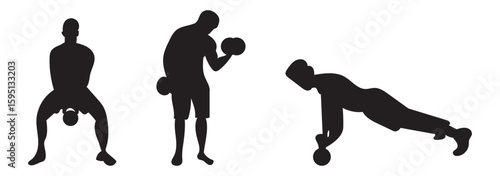 Fitness and Gym Activity Silhouettes, art vector design
