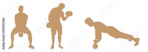 Fitness and Gym Activity Silhouettes, art vector design