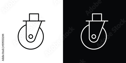 Cart trolley wheel icon in simple linear style.