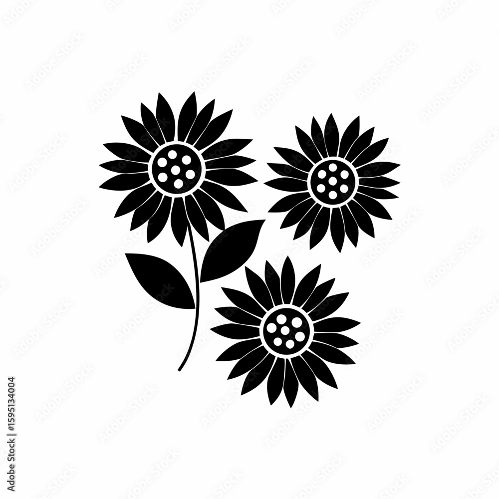 Fototapeta premium creative Sunflowers Icon vector silhouette illustration isolated on white background