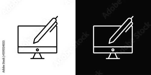 Blended learning icon in simple linear style.