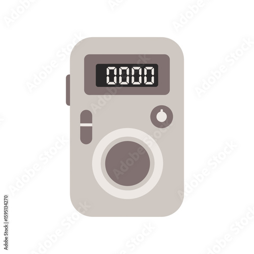 Gray digital counter with display showing zeros on a white background.