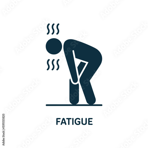 Fatigue icon depicting a person bent over with exhaustion