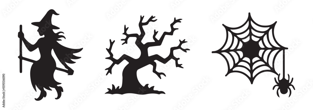 set of halloween elements vector set of halloween elements vector