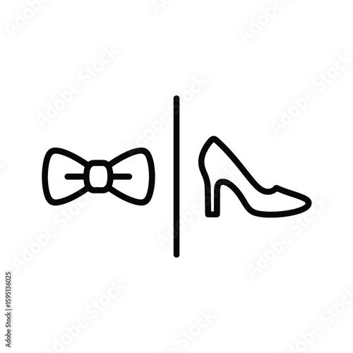 Gender symbol with bow tie and high heel shoe icon