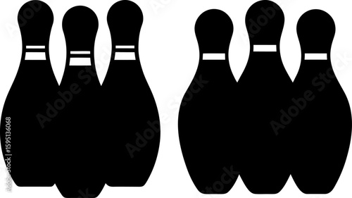 Black Bowling pins vector, Bowling pins art, Bowling pins vector art design, Vector of Bowling pins art, Bowling pins isolated