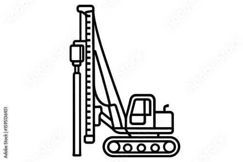 Vector Illustration of a Pile Driver Machine