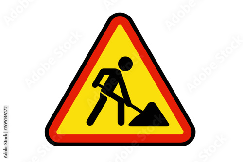 Vector Illustration of Roadwork Warning Sign