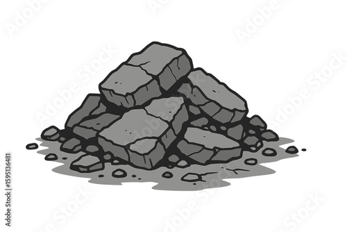 Vector Illustration of Rubble Pile on Ground