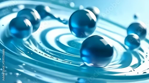 Feel the energy as dynamic oxygen molecules orbiting itself in synchronized dance motion create a whirlwind of cerulean and turquoise shades, swirling in an enchanting spiral, with a