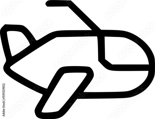 Simple line drawing of a small airplane, possibly a cartoon representation of air travel.