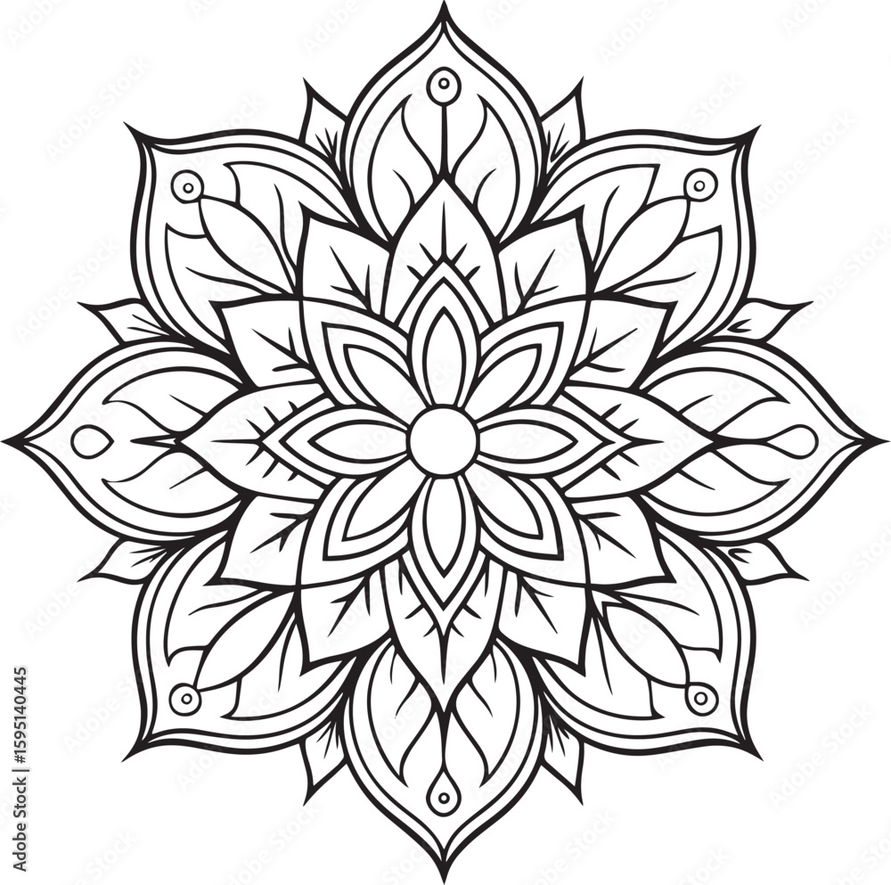 Fototapeta premium Floral Ornament Line Art Vector Set – Elegant Hand Drawn Decorative Botanical Elements for Design and Illustration