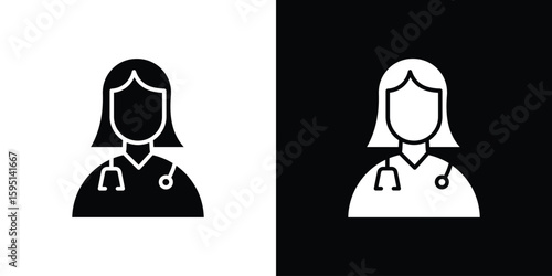Woman Doctor icon vector, solid illustration, pictogram set.