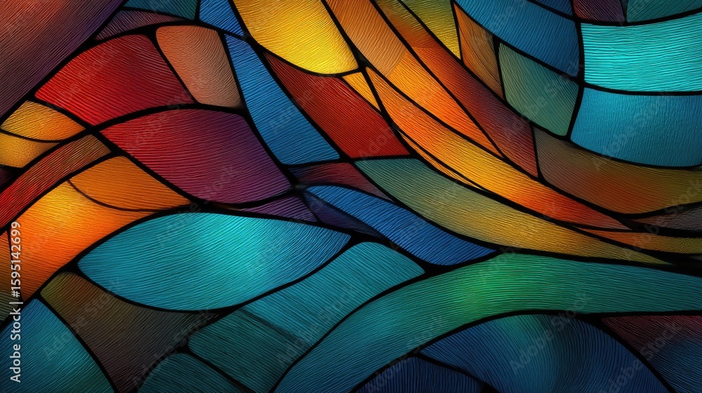 Fototapeta premium Vibrant stained glass, abstract design