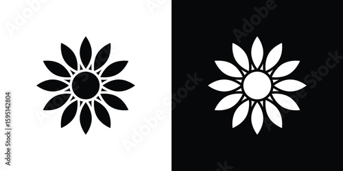 Sunflower icon vector, solid illustration, pictogram set.