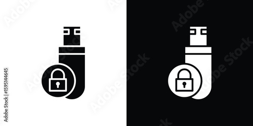 Pendrive security icon vector, solid illustration, pictogram set.
