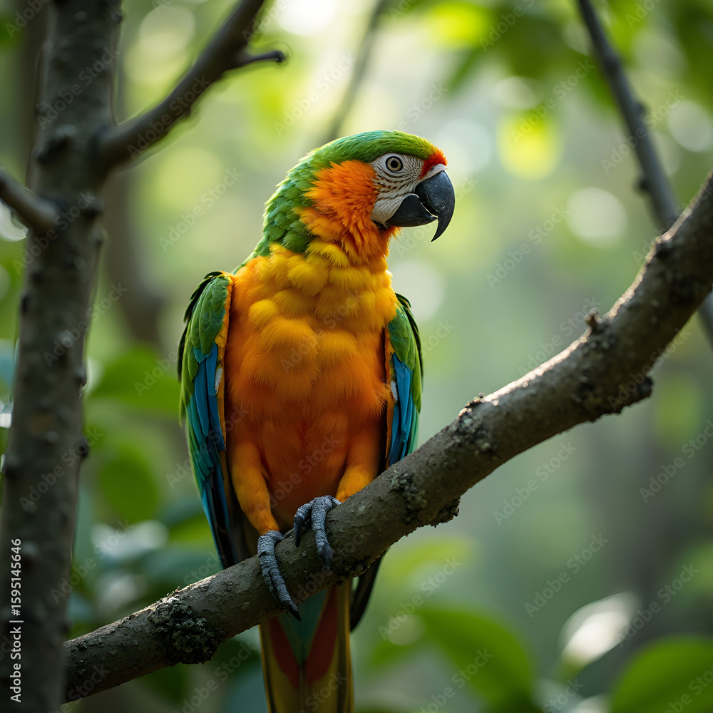 Obraz premium View of parrot perching on tree