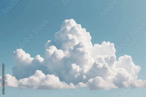 Fluffy White Cumulus Cloud against a Light Blue Sky