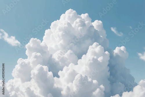 Fluffy White Cumulus Cloud against a Light Blue Sky