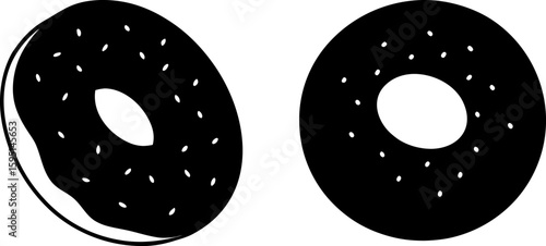 Black donuts vector, donuts art, donuts vector art design, Vector of donuts art, donuts isolated