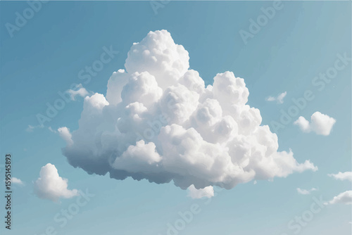 Fluffy White Cumulus Cloud against a Light Blue Sky