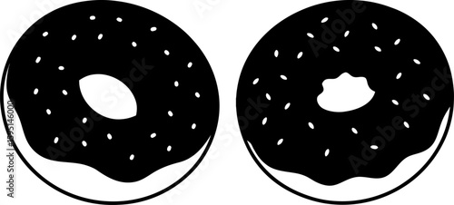 Black donuts vector, donuts art, donuts vector art design, Vector of donuts art, donuts isolated