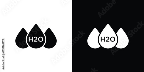 H2o icon vector, solid illustration, pictogram set.